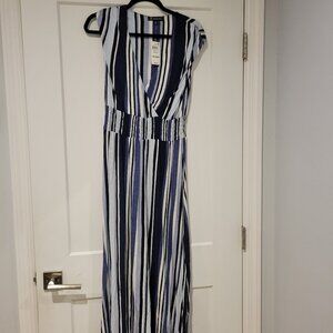 Brand New INC Blue Stripe Petite Maxi Dress M